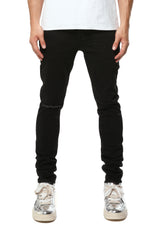 Purple Brand Knee Slit Rinse Slim Jeans black