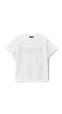 Purple Brand Wordmark Tee White