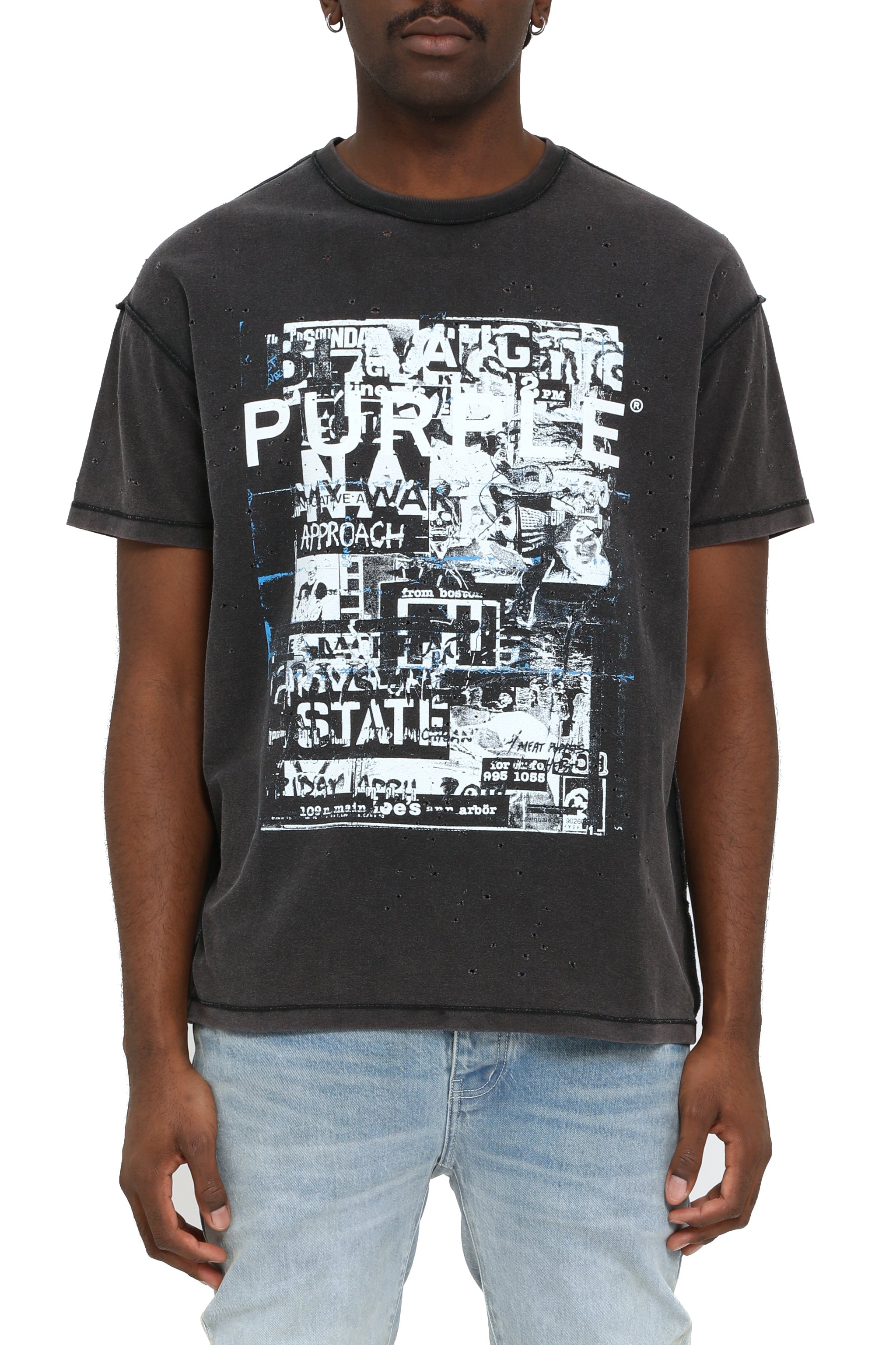 Purple Brand Textured Inside Out Tee Black