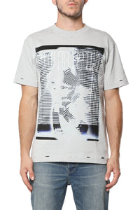 Purple Brand Distorted Photo Graphic Tee Grey