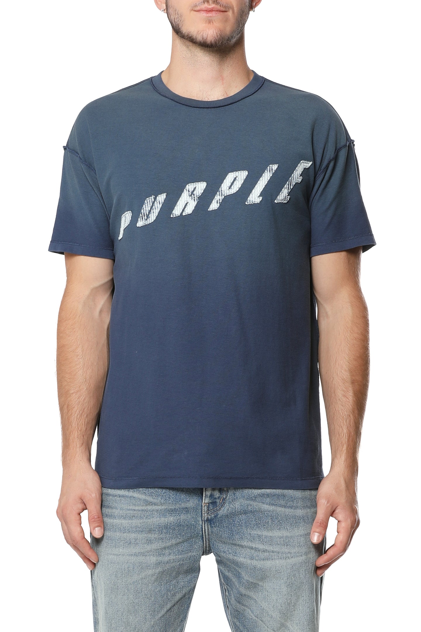 Purple Brand Textured Logo Inside Out Tee Blue