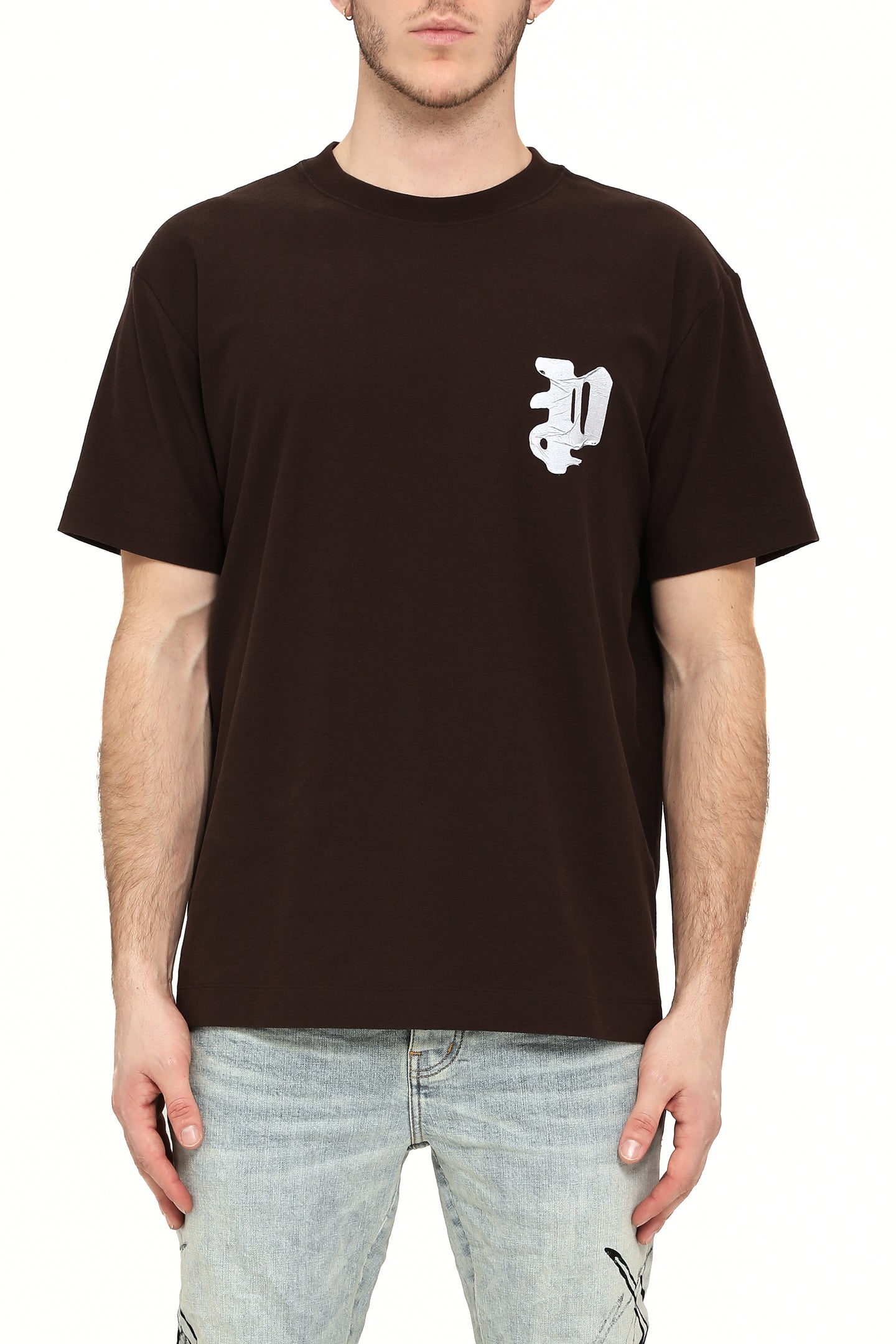 Purple Brand Textured Jersey Ss Tee Brown