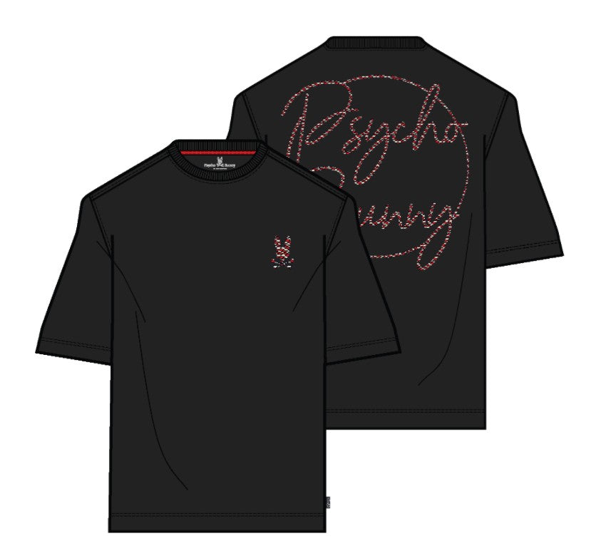 Psycho Bunny Rune Relaxed Back Graphic Tee Black