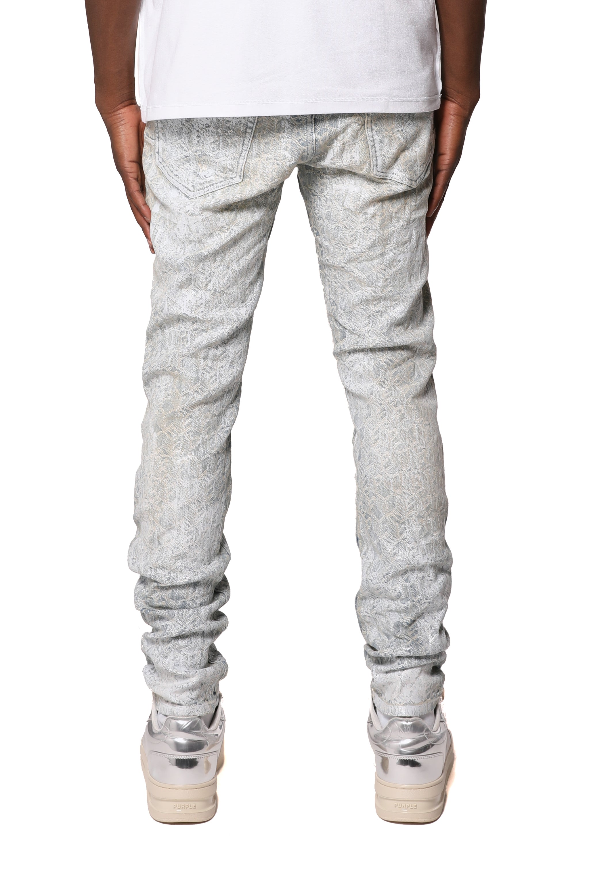 Purple Brand Skinny Jacquard Monogram Jeans Light Indigo