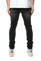 Purple Brand Reflective Paint Repair Jeans Black