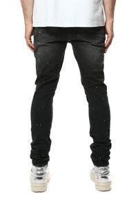 Purple Brand Reflective Paint Repair Jeans Black