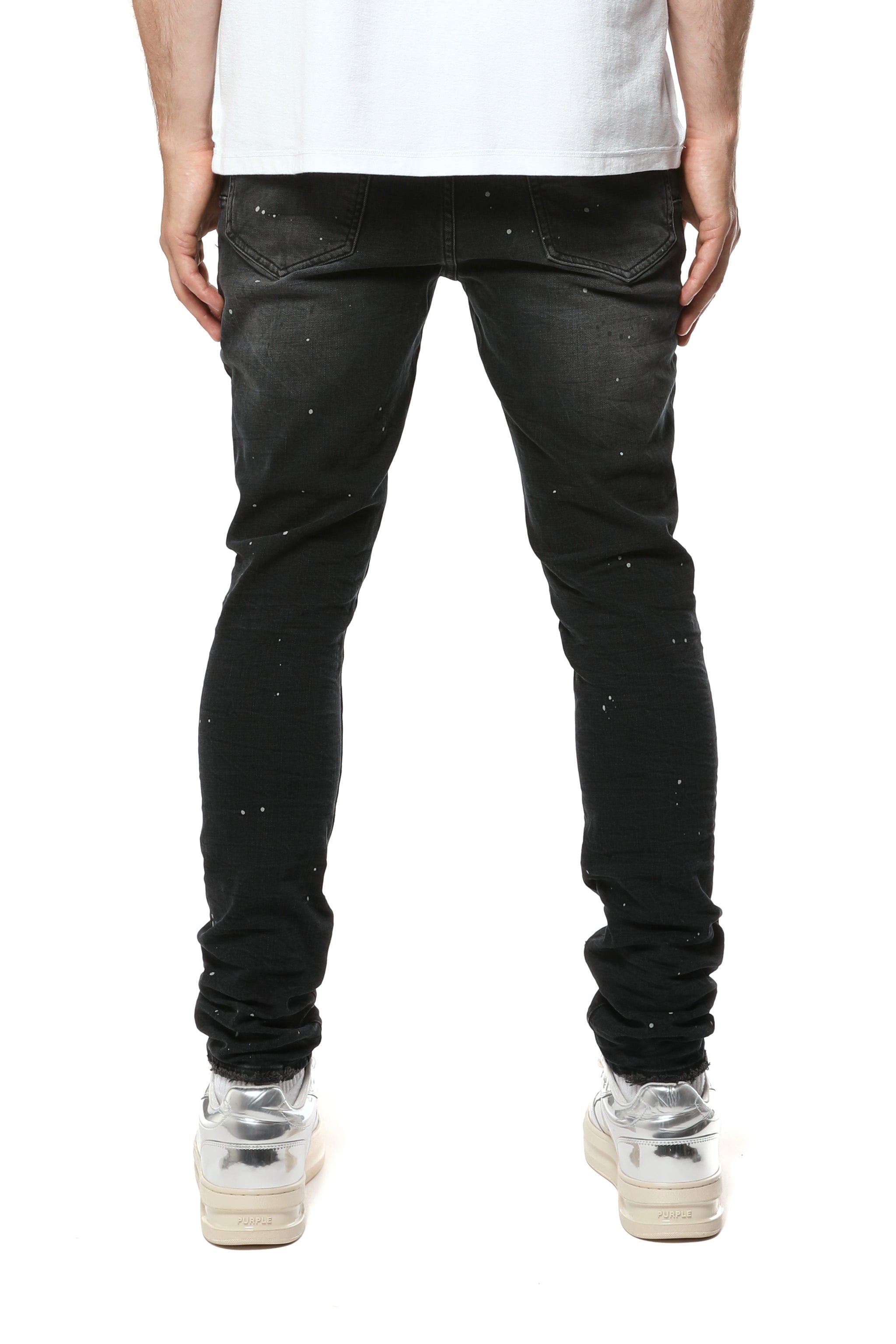 Purple Brand Reflective Paint Repair Jeans Black