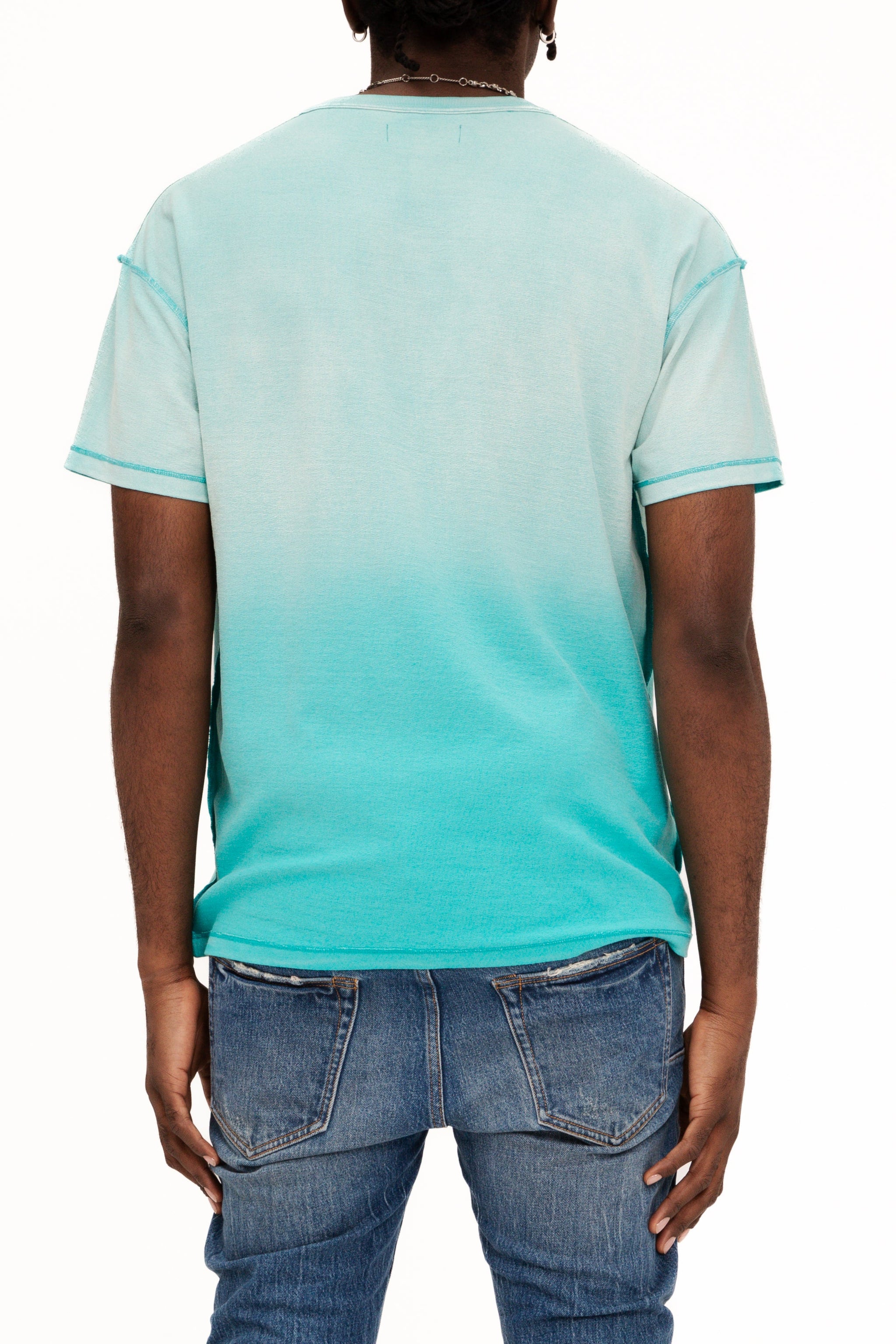 Purple Brand Men’s Gothic Shadow Tee – Blue Faded Gradient Logo Tee