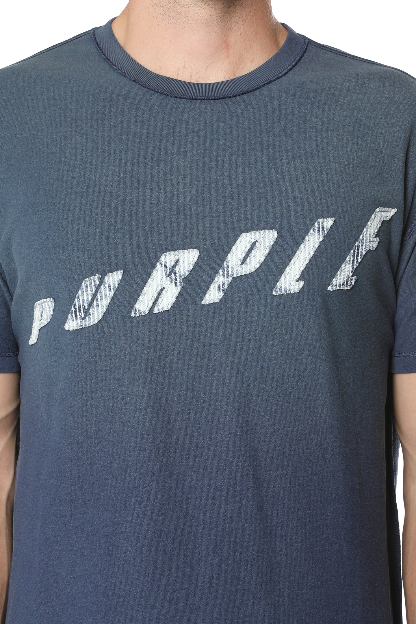 Purple Brand Textured Logo Inside Out Tee Blue