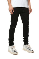 Purple Brand Knee Slit Rinse Slim Jeans black