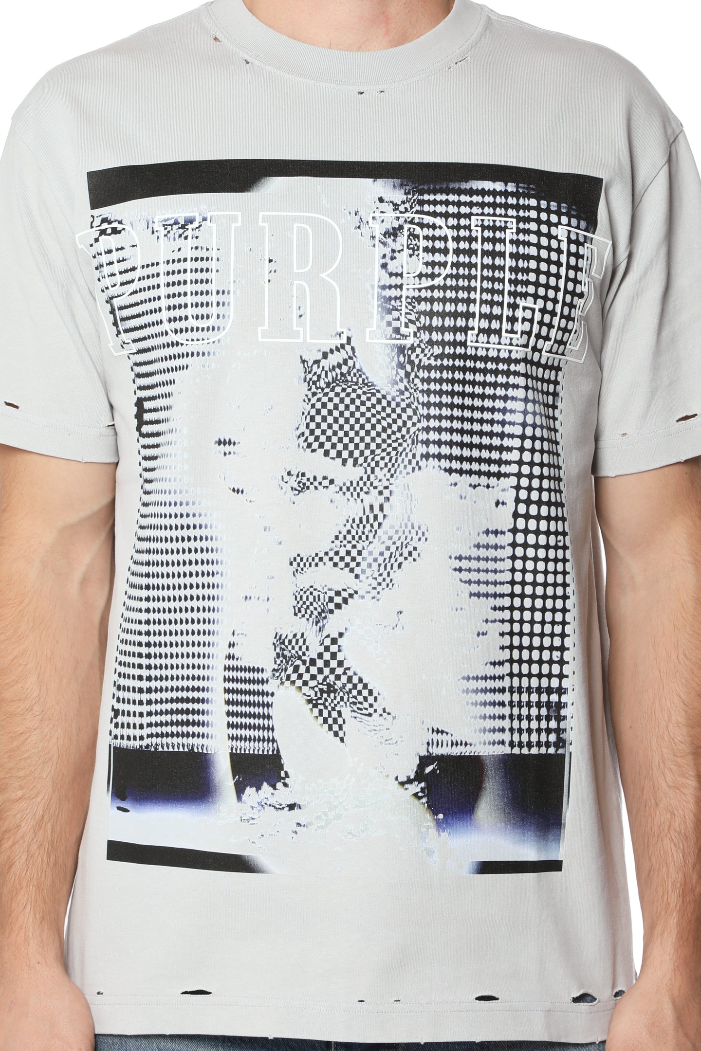Purple Brand Distorted Photo Graphic Tee Grey