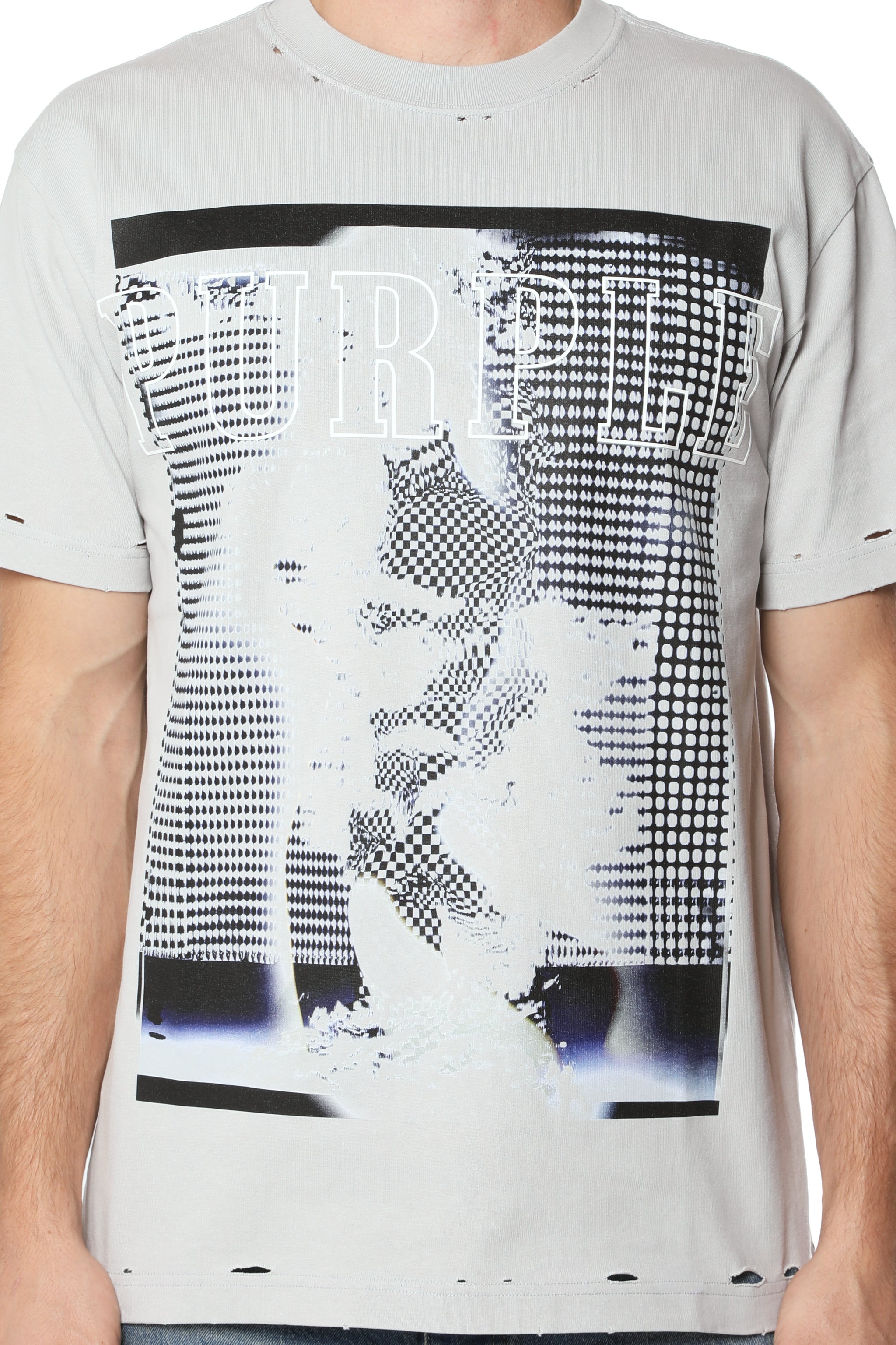 Purple Brand Distorted Photo Graphic Tee Grey