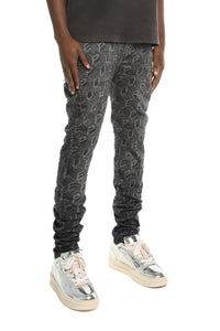 Purple Brand Skinny Printed Monogram Jeans Black