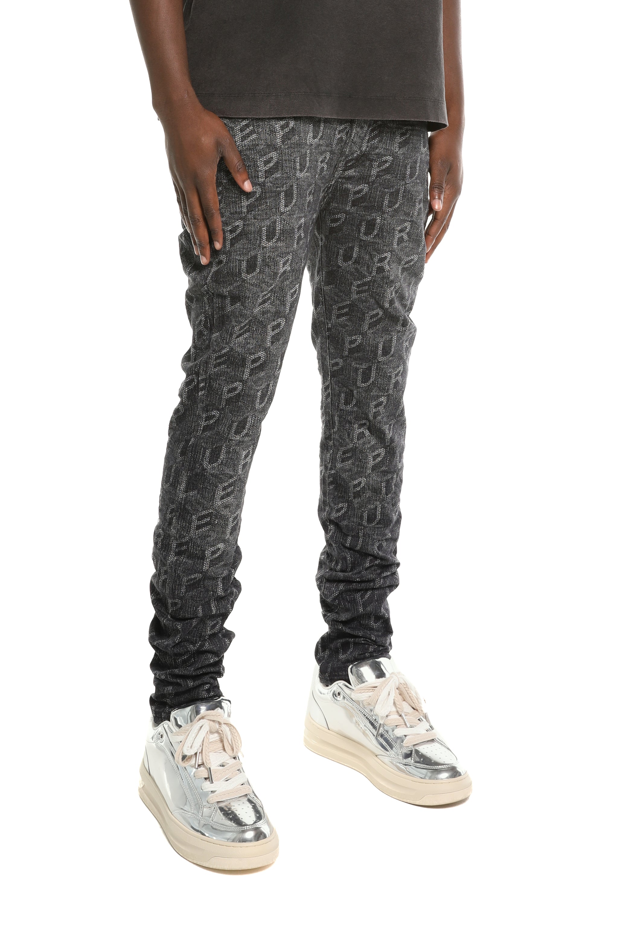 Purple Brand Skinny Printed Monogram Jeans Black
