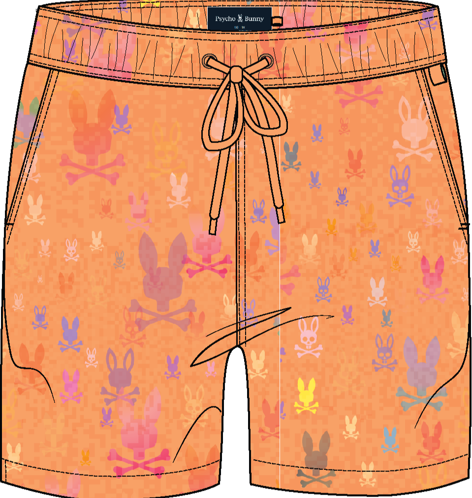 Psycho Bunny Van All Over Bunny Swim Truck Papaya