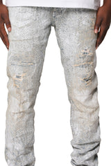 Purple Brand Skinny Jacquard Monogram Jeans Light Indigo