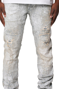 Purple Brand Skinny Jacquard Monogram Jeans Light Indigo