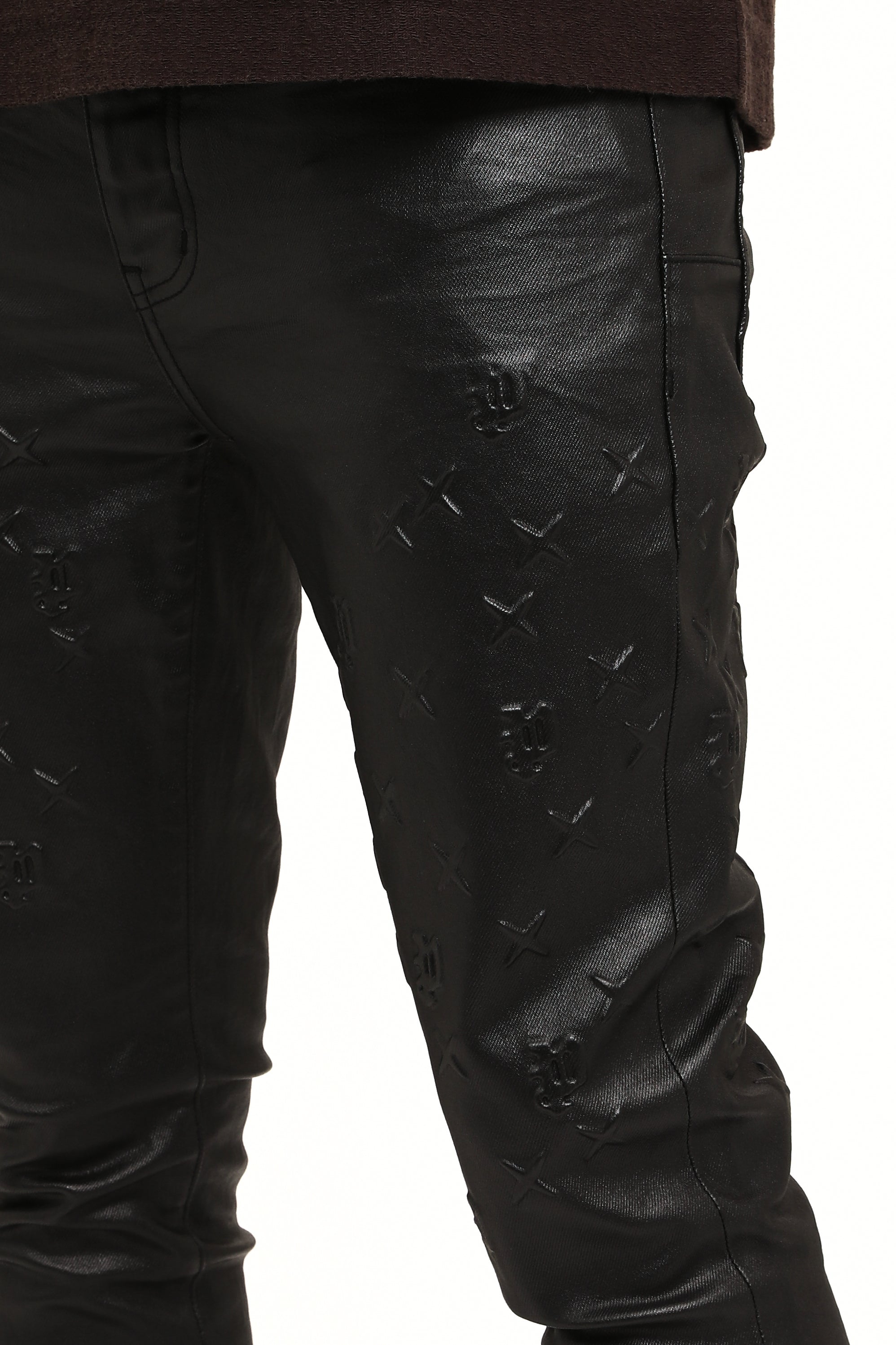 Purple Brand Skinny Mono Embossed Film Jeans Black