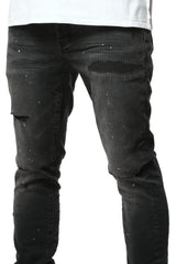 Purple Brand Reflective Paint Repair Jeans Black