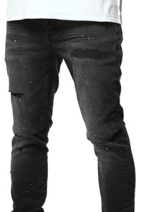 Purple Brand Reflective Paint Repair Jeans Black