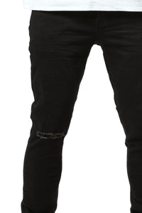 Purple Brand Knee Slit Rinse Slim Jeans black