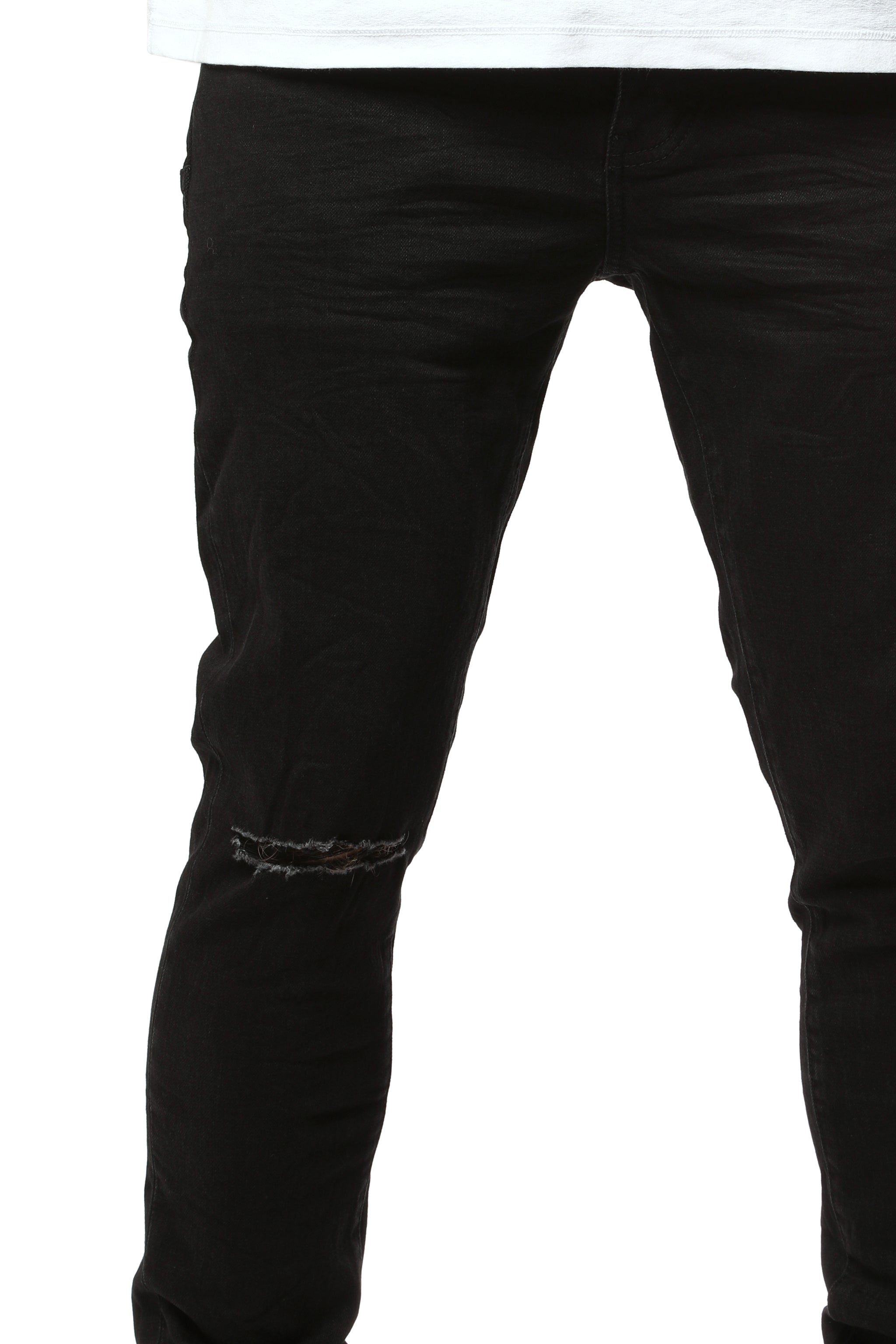 Purple Brand Knee Slit Rinse Slim Jeans black