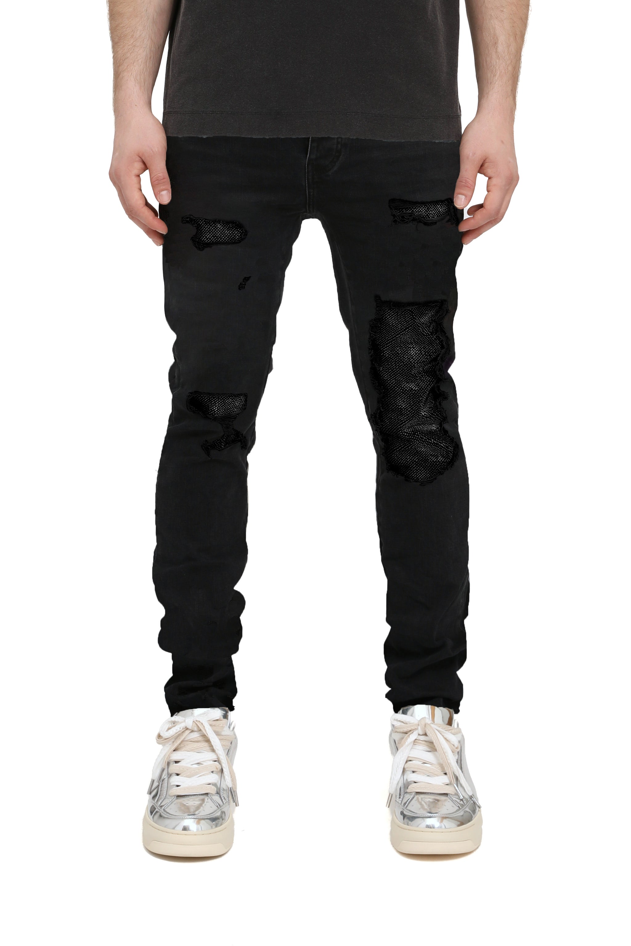 Purple Brand Skinny Beaded Repair Jeans Black