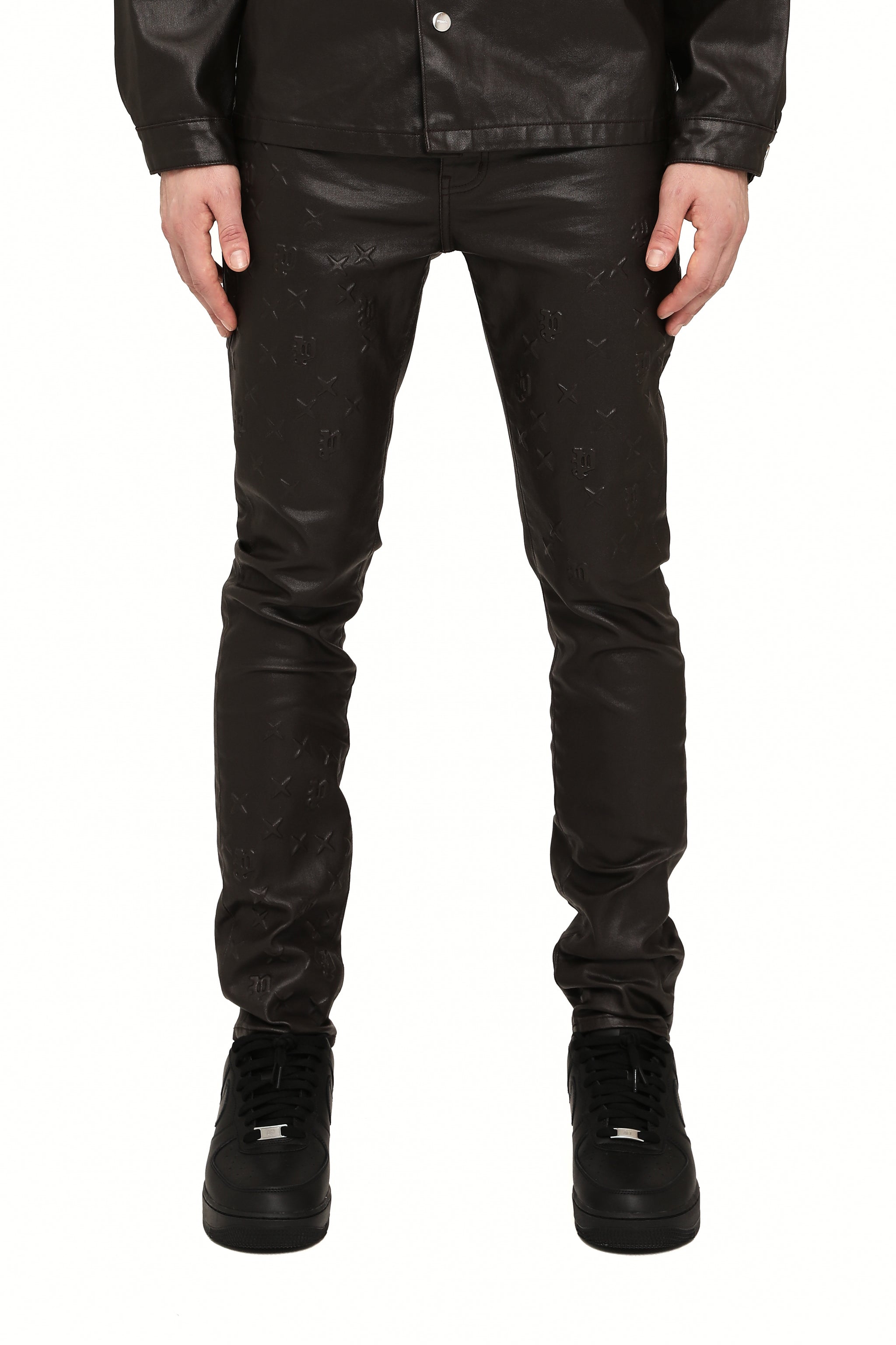 Purple brand Skinny Mono Embossed Film Jean Brown
