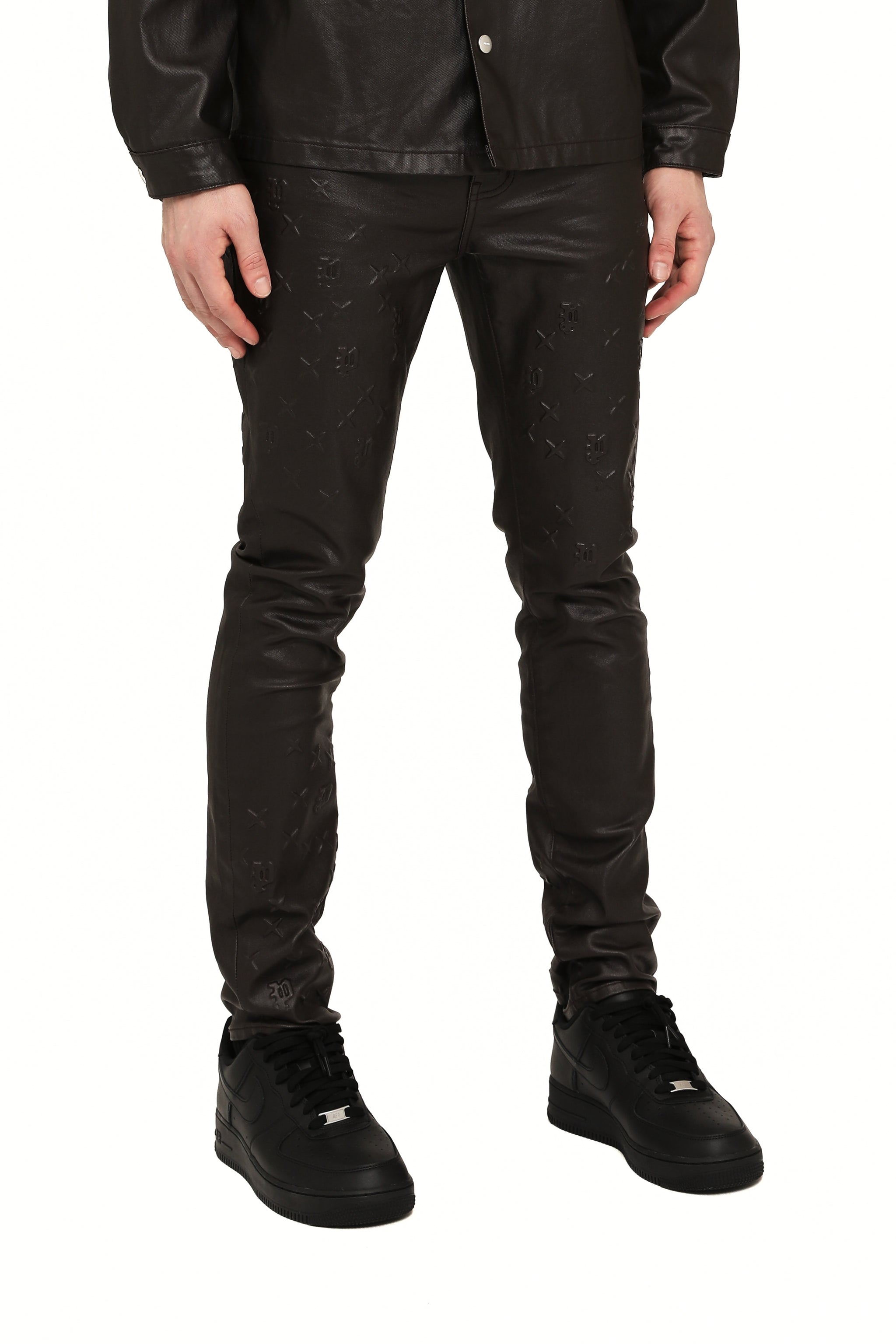 Purple brand Skinny Mono Embossed Film Jean Brown