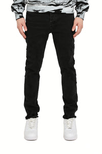 Purple Brand Beaded Embroidery Jeans Black