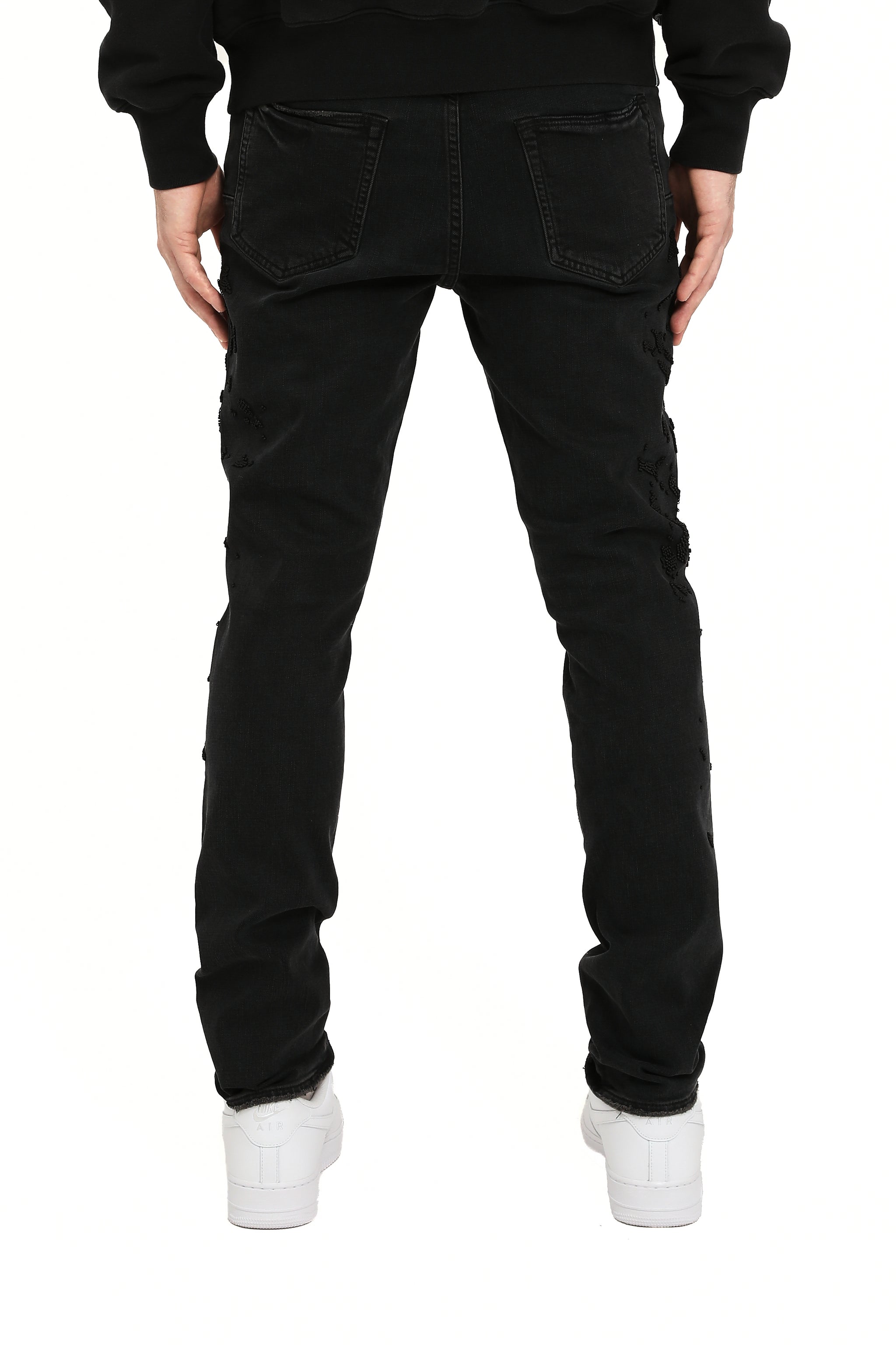 Purple Brand Beaded Embroidery Jeans Black