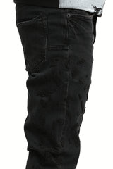 Purple Brand Beaded Embroidery Jeans Black