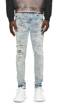 Purple Brand Bead Splatter Destroy Jeans light indigo