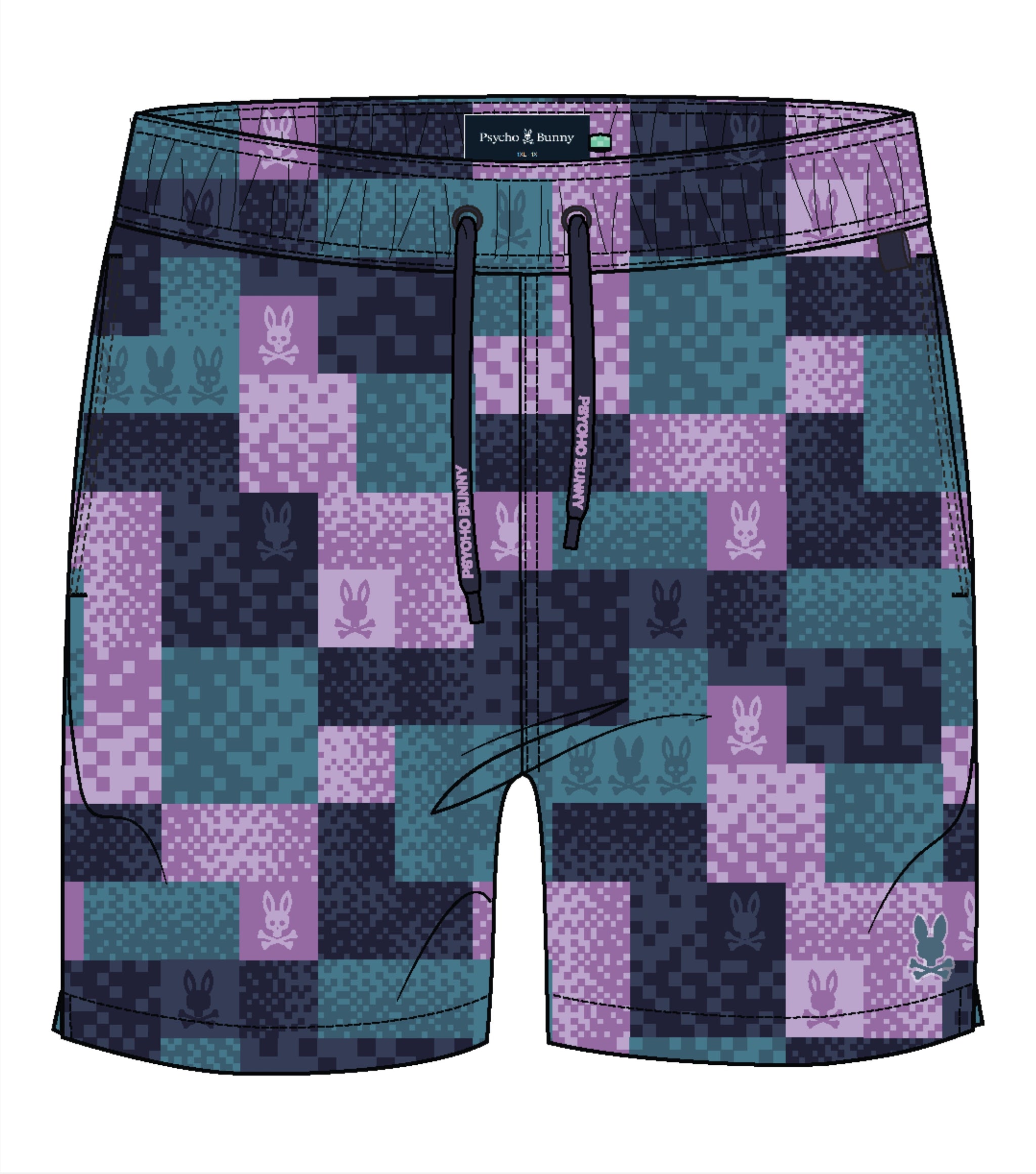 Psycho Bunny Olivier All Over Bunny Swim Trunk Mallard Blue