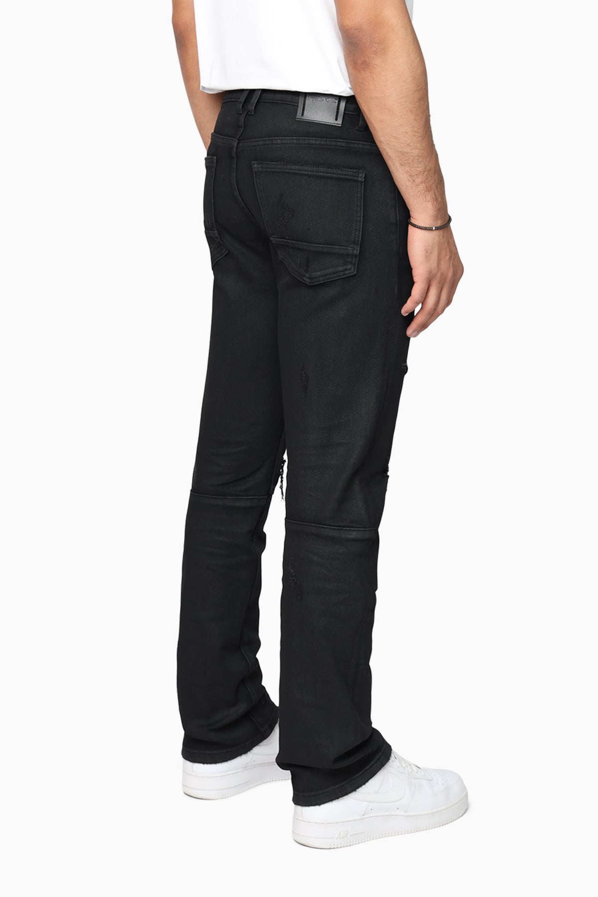 Smoke Rise Heavy Whisker Effect Jeans Glow Black