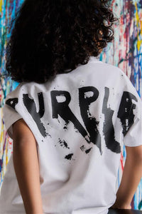 Purple Brand Kids Painted Wordmark Tee White