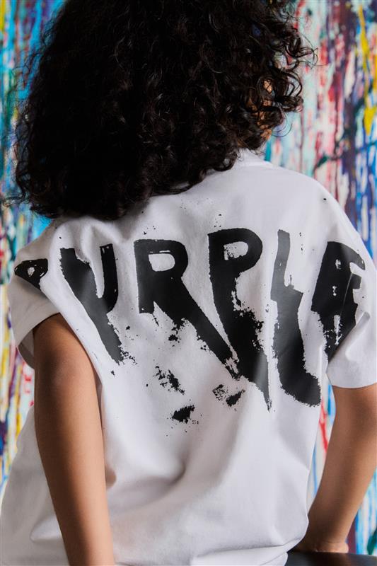 Purple Brand Kids Painted Wordmark Tee White