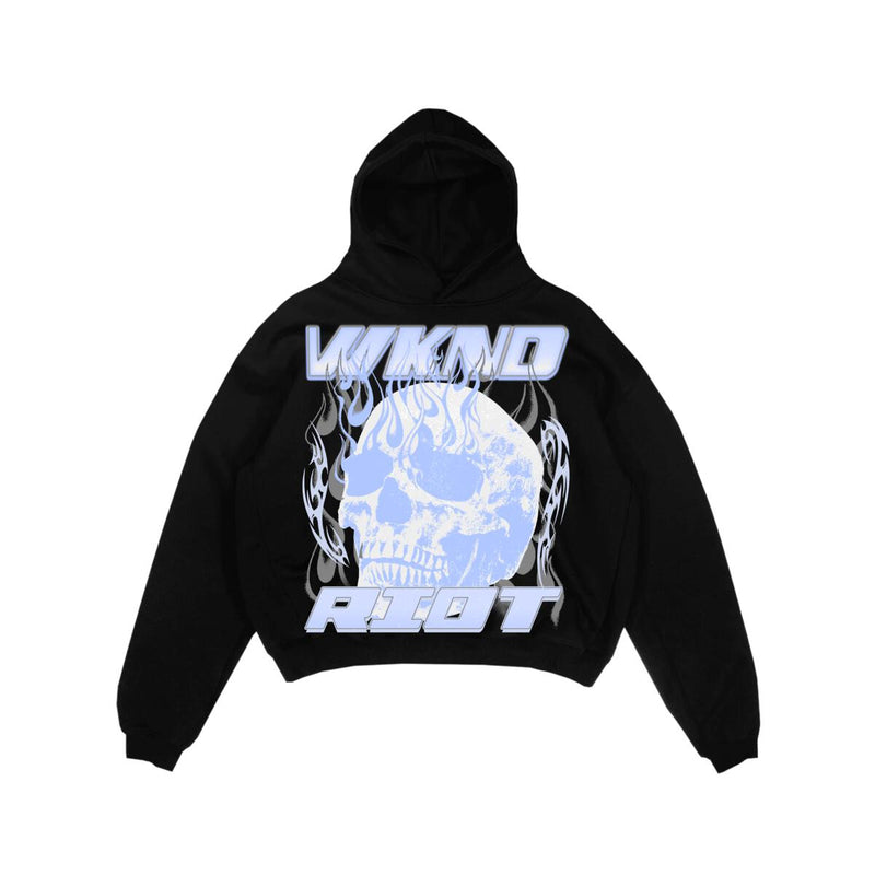 Wknd Riot (Black "Flame Skull" Hoodie)