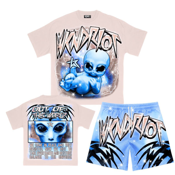 Wknd Riot (Beige 'Baby Alien' short set)