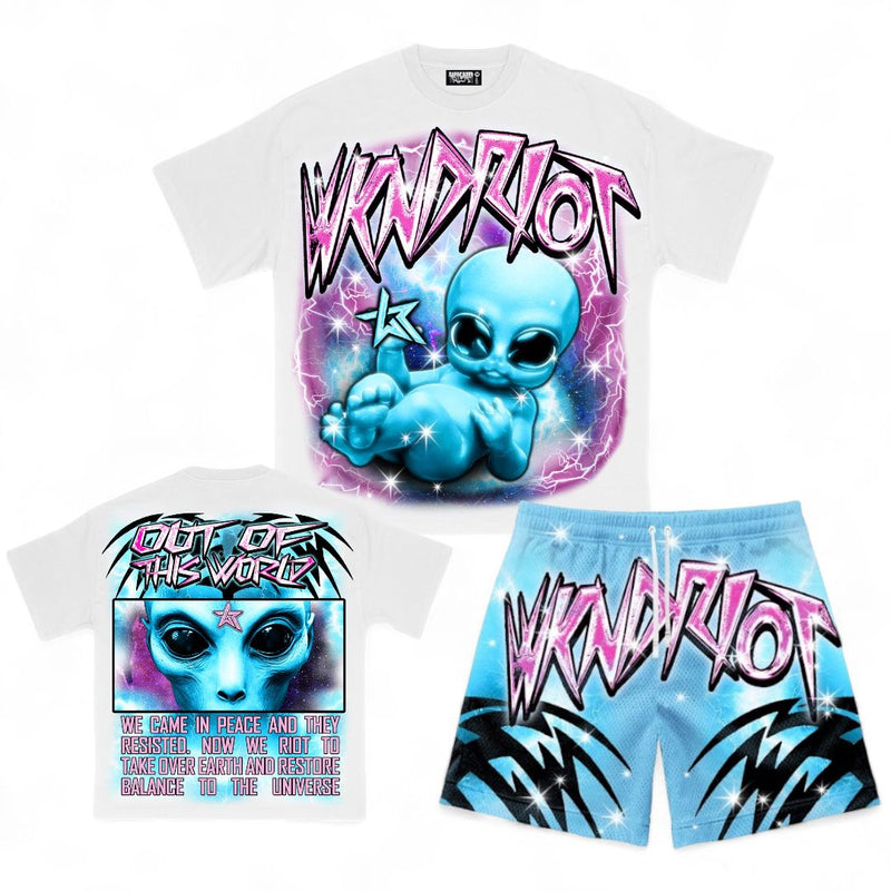 Wknd Riot (White 'Baby Alien' short set)