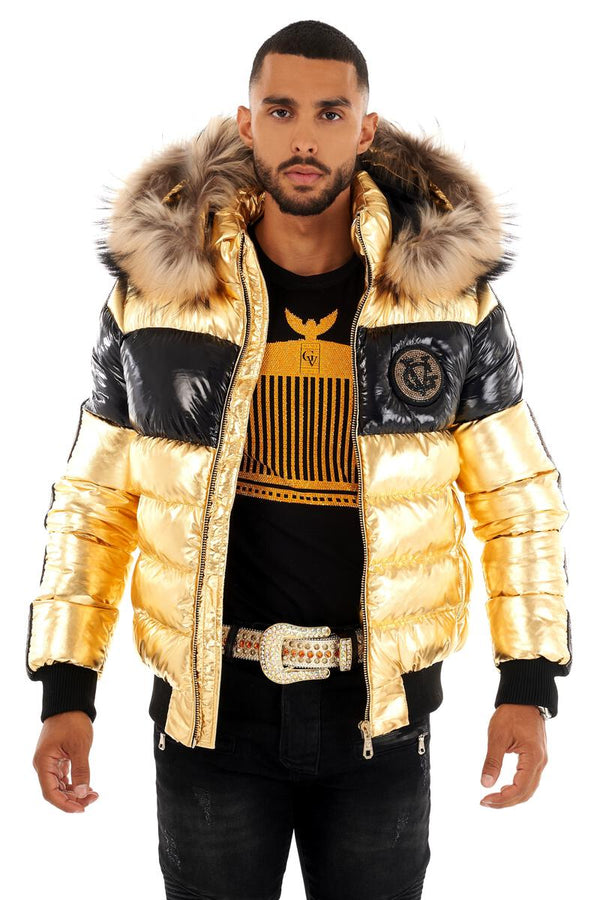 Avenue George (gold/black GV puffer jacket)