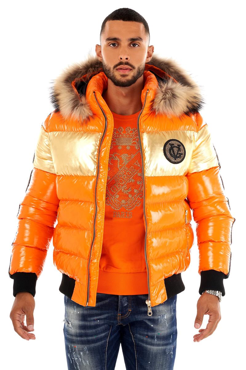 Avenue George (orange/gold GV puffer jacket)
