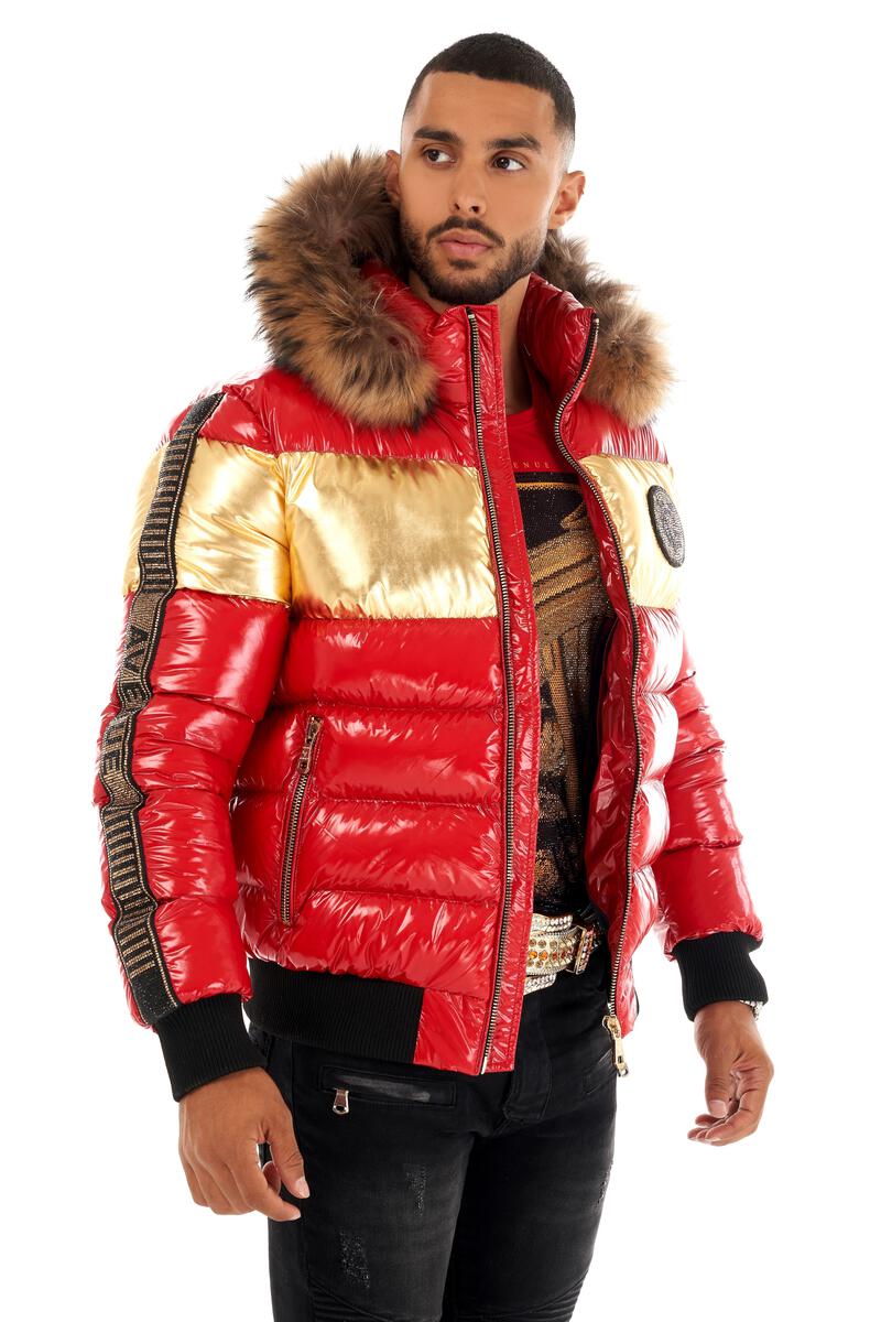 Avenue George (red/gold GV puffer jacket)
