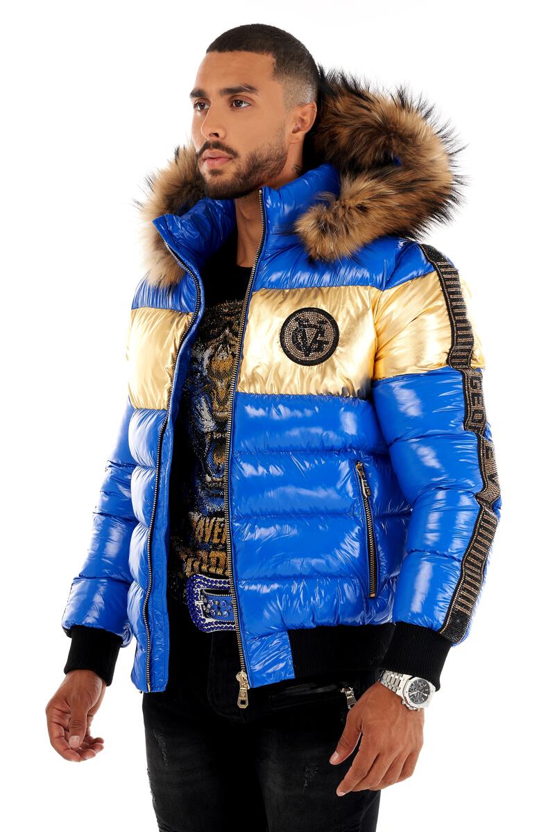 Avenue George (blue/gold GV puffer jacket)