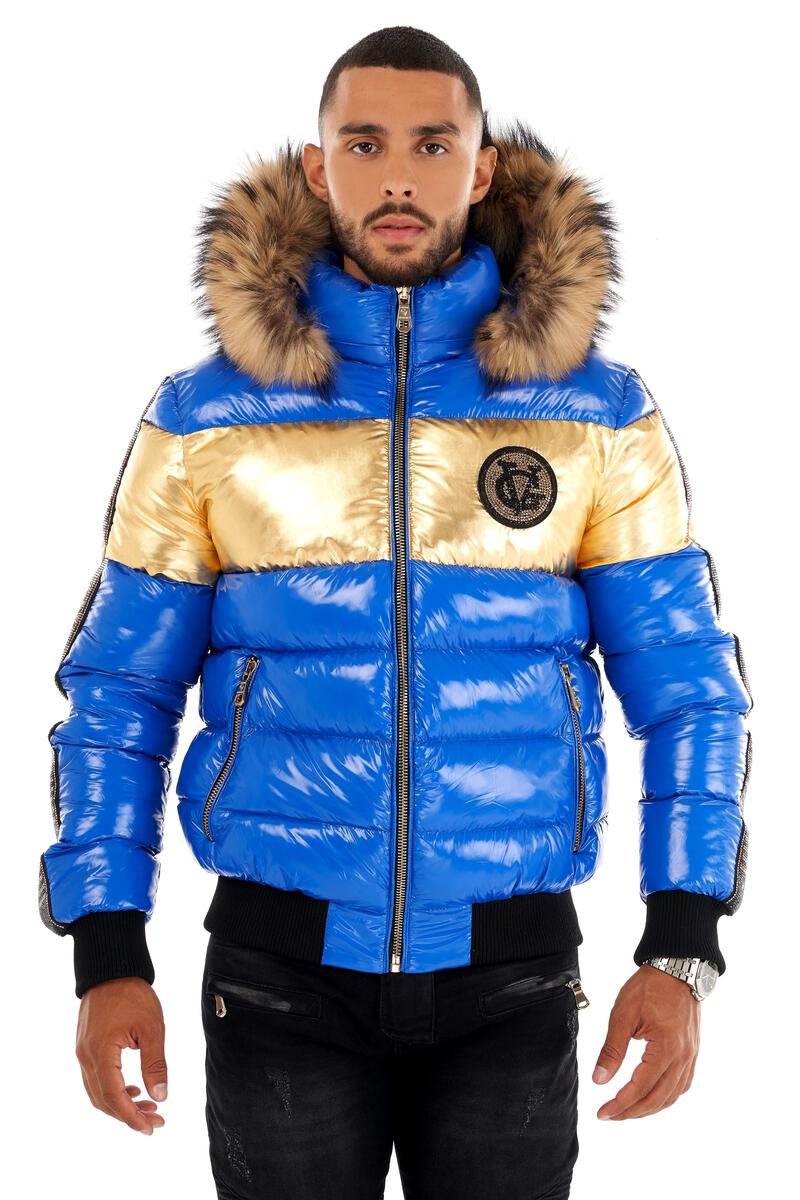 Avenue George (blue/gold GV puffer jacket)