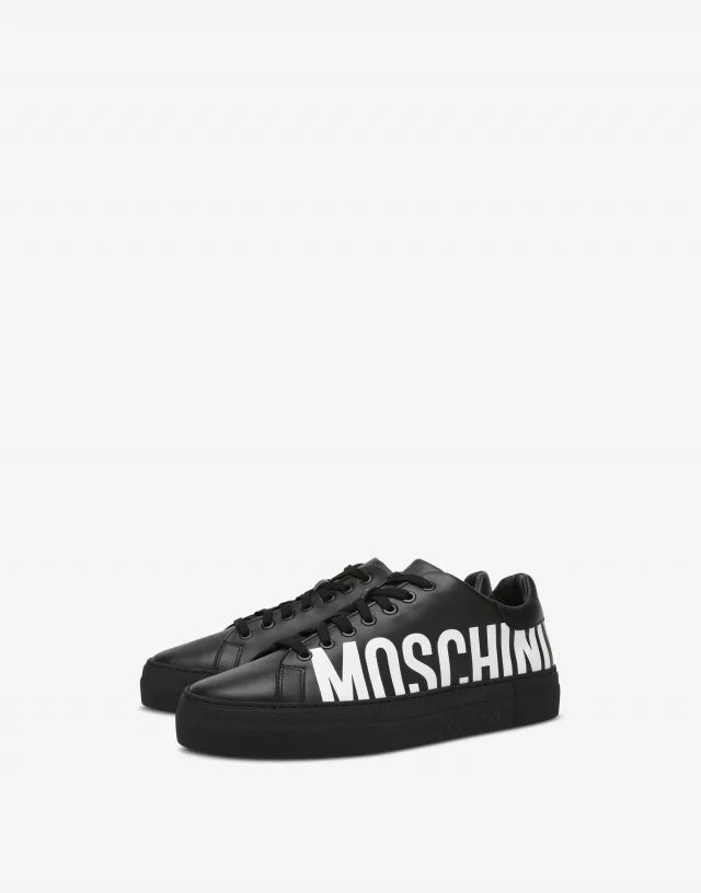Moschino (black logo leather low top sneaker)