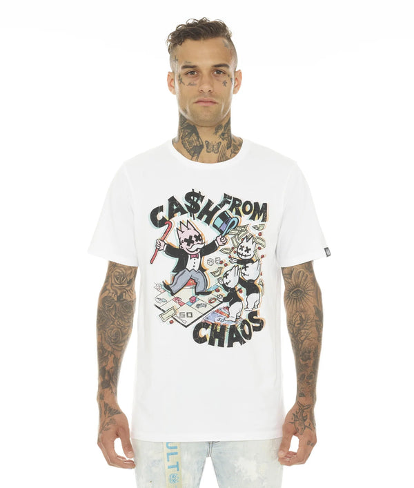 cult of individuality (white short sleeve cash from choas crewneck t-shirt)