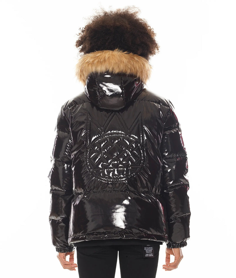 Cult of individuality (men's black duck down puffer fur jacket)