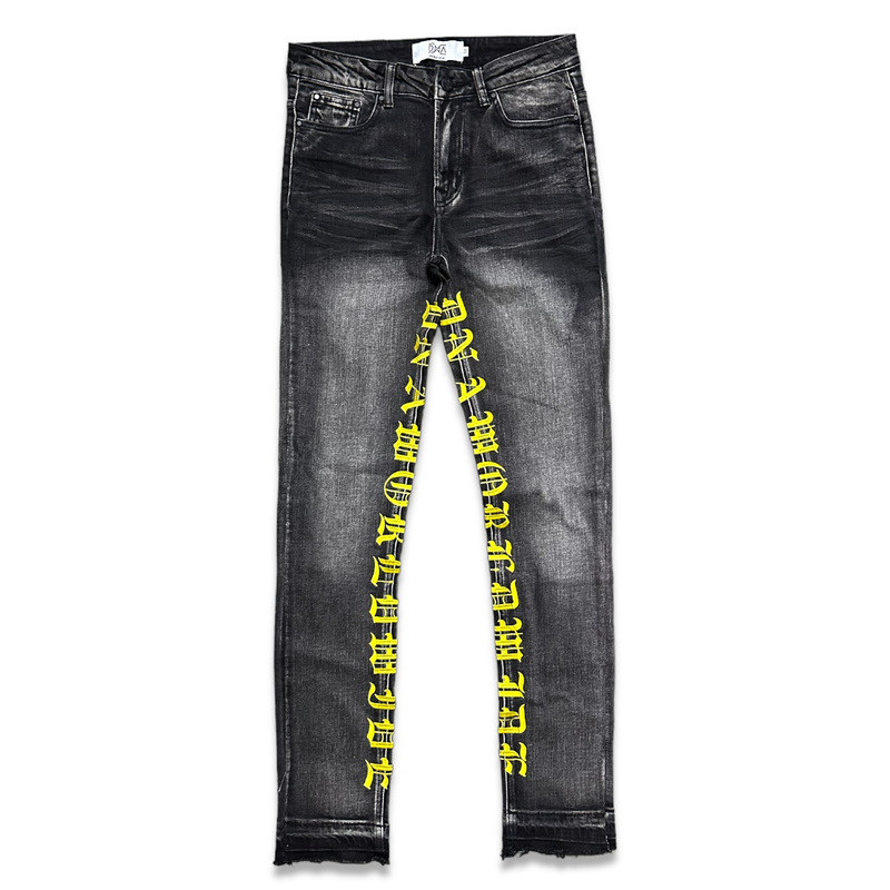 Dna premium (men's grey/yellow 'worldwide skinny jean)