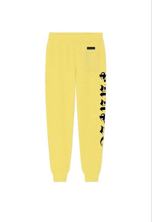 Purple brand (yellow French terry gothic wordmark  jogger)